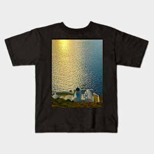 Santorini Church in the Sunset Kids T-Shirt